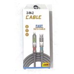 Generic 2 in 2 Fast Charging Cable, Silicone, with Colored LED Lights, 240W 6A Mobile Charging Cable Type C PD 27W (Gray, 6.28 FT.) - image 2