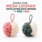 Royal Glow Double-Tone Mesh Loofah Bath Sponge – Exfoliating Shower Scrubber with Hanging Loop..... 2in1