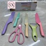 6PCS NON STICK MULTICOLOR KITCHEN KNIFE SET WITH SCISSSORS AND PEELER