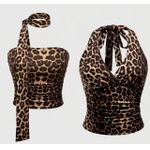2in1 leopard print open back top
