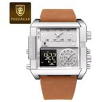 POEDAGAR POEDA-GAR Luxury Dual Display Quartz Watch with Leather Strap for Men - image 4