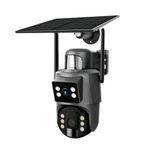 Double (2) lens 4K, 4G, motion tracker, human tracker, 2-way audio, night vision, 4G, waterproof solar powered cctv camera