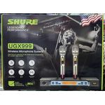 Shure UGX999 Dual UHF Wireless Microphone System – 2 Handheld Mics, LCD Display, Long Range, Anti-Interference, Receiver Included