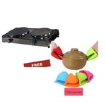 Double Burner Electric Cooker/hot Plate With Free Silicone Hot Pot Holder