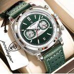 POEDAGAR Green Leather Strap Green Dial Watch - image 2