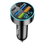 product_image_name-Generic-66W 6 Port Car Charger, 12-24V Quick Charge Automotive Fast Charging with USB PD Super QC 3.0 Car Charger, Universal for SUV Truck RV 15/14/13/12/S22/S21/S20/Type-C, Android, Smartphones, and Tablets-1