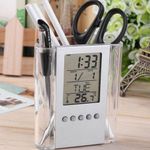 Generic Mutifunctional Desk Digital LCD Clock / Calender, Alarm Clock With Pen, Pencil Holder