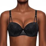 Black Bra,Women's Feminine Modern Stylish Underwire Bra,Unremovable Integrated Padded Cups, Full-coverage cup,38D Bra Size for Trendy Outfit Night Event Daily Wear, Womens Underwire Bra
