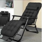Adjustable Outdoor Relaxing Chair With Cushion_Black