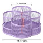 product_image_name-Generic-1 pcs 360° rotatable metal mesh desktop storage box, featuring 7 compartments, for storing various types of pens and accessories. Suitable for schools, homes, and dormitory office spaces - Purple-2