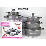 10PCs ORIGINAL GRANITE COOKWARE POT SET SIZE 20CM,24CM,28CM,32CM AND 28CM FRYPAN LIKE SHAPE. 
