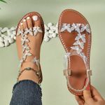 product_image_name-Fashion-Ladies Butterfly Rhinestone Decor Light Weight Sandals-1