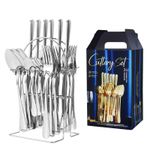 24 Piece Stainless Steel Cutlery Set With Storage Stand