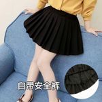 Children girls pleated short flared black  skirt 