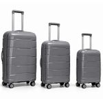 Premium Luxury 3-Piece Luxury Hardshell Wheeled Luggage Set Suitcases - Grey