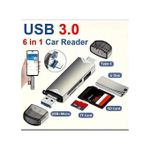 product_image_name-Otg- 6 in 1 Card Reader Type-C Micro USB Portable SD Memory For Type-C, Android Phone Or PC - Flash Drive High-Speed 5Gbps Data Transfer, Type-C & Micro USB Interfaces - SD, TF, Micro SD Compatible, Portable Multi-Function Adapter.-1