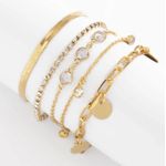 product_image_name-Fashion-5-Piece Alloy Gold Bracelet Set /Women Stackable Bangle/Dazzling Multi-Chain Design Crystal Gold Bracelet Set - Gold-1
