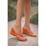 Women’s Elegant Orange Mid-Heel Slip-On Sandals