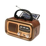 product_image_name-Generic- Vintage Portable Radio with Bluetooth & TWS,  Solar/D Battery/USB Charging, MP3 Player-1