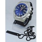 product_image_name-Fashion-Men Black Leather Wristwatch & Black Steel Necklace-1