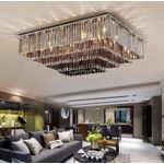 Modern Rectangular Crystal Flush Mount Chandelier,