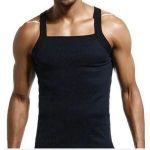 Single mens singlet black