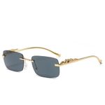 product_image_name-Fashion-Classic Rimless Sunglasses Men Women Fashion Leopard Decoration Small Sun Glasses Stylish Frameless Driving Travelling Shades-2