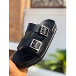 Two Buckle pure leather Pam Slippers