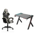 Generic Office/Gaming Chair With Table For Laptop/desktop- Black & Gray