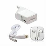 Super Fast Phone Charger For Android Phones & Fast Data USB Cable + Free Earphone