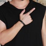 ONIBENZ Men's Woven Stainless Steel Bracelet - Bold & Uniquely Crafted Hand Chain - Black - image 4