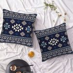 Generic 2-Pack Navy Blue Tribal Geometric Throw Pillow Cases - 45x45cm Decorative Set - image 5