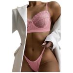 Ruffle Mesh Lace Lingerie 2 Piece Women Underwear Set Transparent B