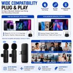 CAPro Wireless Lavalier Microphone Dual Clip-On Mini Mic Plug & Play Noise Reduction For iPhone Android Type-C Video Recording Vlog Interview TikTok - image 3