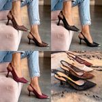 Classy Mesh lace pointed-toe slingback heels