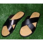 Men’s Leather Cross Pam Palm Slipper-Black