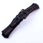 product_image_name-Fashion- 27mm X 15mm Genuine Leather Replacement Watch Band – Black with Contrast Orange Stitching & Buckle Sporty Leather Watch Strap – Black Leather Strap, Leather Watch Band – Black Textured Strap with Buckle Replacement Watch Strap Leather Wrist Watch Strap-3