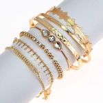 product_image_name-SXCHEN-7 Pcs Bohemian Style Bracelets Set for Women - Gold-5
