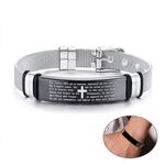 product_image_name-Fashion-Men's Spiritual Mesh Bracelet with Cross Charm and Lord's Prayer-5