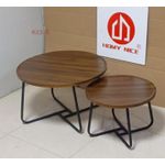 product_image_name-Generic-Modern Walnut Nesting Coffee Table Set - 2-Piece Round Center Table with Tray-Edge Top-2