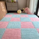 Generic 12-Piece Interlocking Carpet Tiles – Non-Slip Modular Floor Mats – Plush Foam Interlocking Mats (Pink + Light Blue) - image 2