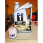 Mobil 1 American Fully Synthetic Oil  5w30(extended Performance)  5 U.S.QT +FREE OIL FILTER,FOR TOYOTA CAR'S LEXUS RX 300,330,ES300,CAMRY2002-2006,RAV4,4RUNNA