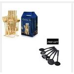 Gold Plated Stainless Steel Spoon & Fork And Free Gift