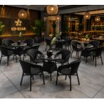 Generic 5-Piece Outdoor/Indoor Rattan Chair & Glass Table Set – Black - image 4