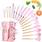 product_image_name-Generic-20-Piece Luxury Pink Silicone Kitchen Utensil & Knife Set-2