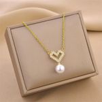 TITANIUM LOVE PEARL PENDANT NECKLACE