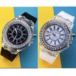 2 In 1 UNISEX CRYSTAL RHINESTONE LED FASHION QUARTZ WRISTWATCH