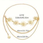 product_image_name-Fashion-Women's Gold Three-Layer Sun Face Waist Chain-2