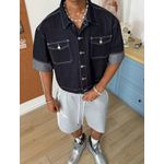 Fashion Alex dumbbell Crop Jean Jacket -Blue - image 2