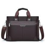 MEN'S BUSINESS LEATHER BAG BRIEFCASE, COMPUTER BAG, CROSSBODY BAG, SHOULDER BAG, LAPTOP BAG  -Brown